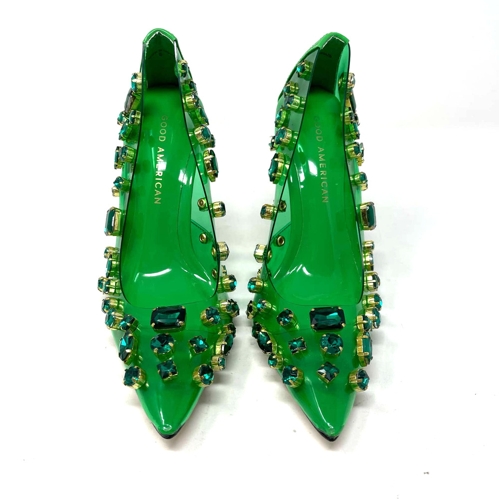 Good‎ American Jeweled Emma Heels Size 11 Summer Green GSH008-X - Picture 3 of 9